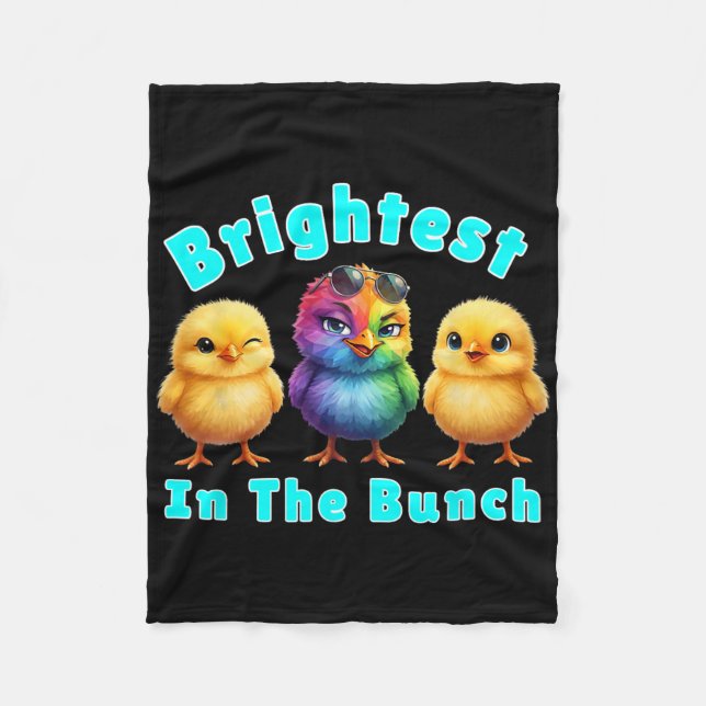 Helligstes Huhn im Bündel Regenbogen Ostern Pun Fleecedecke (Vorderseite)