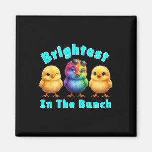 Helligstes Huhn im Regenbogen-Oster-Wortspiel Magnet