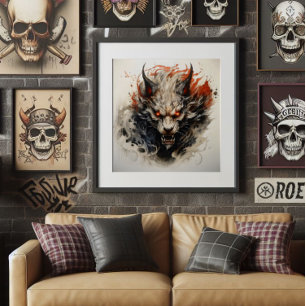 Hellish Beast Ink Painting Fotodruck