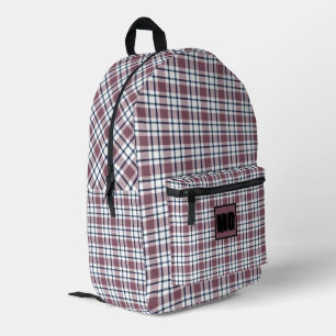 Hellkariertes Retromuster braun-weiß Bedruckter Rucksack