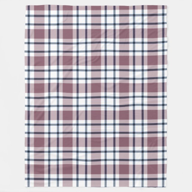 Hellkariertes Retromuster braun-weiß Fleecedecke (Vorderseite)