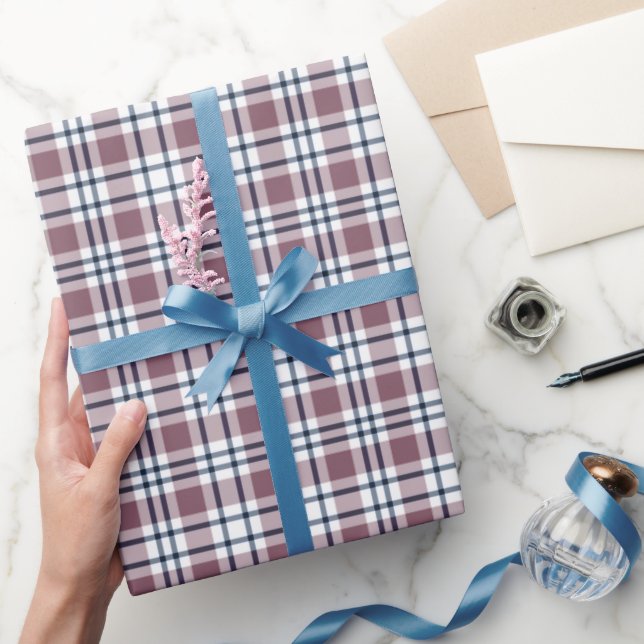 Hellkariertes Retromuster braun-weiß Geschenkpapier (Schenken)