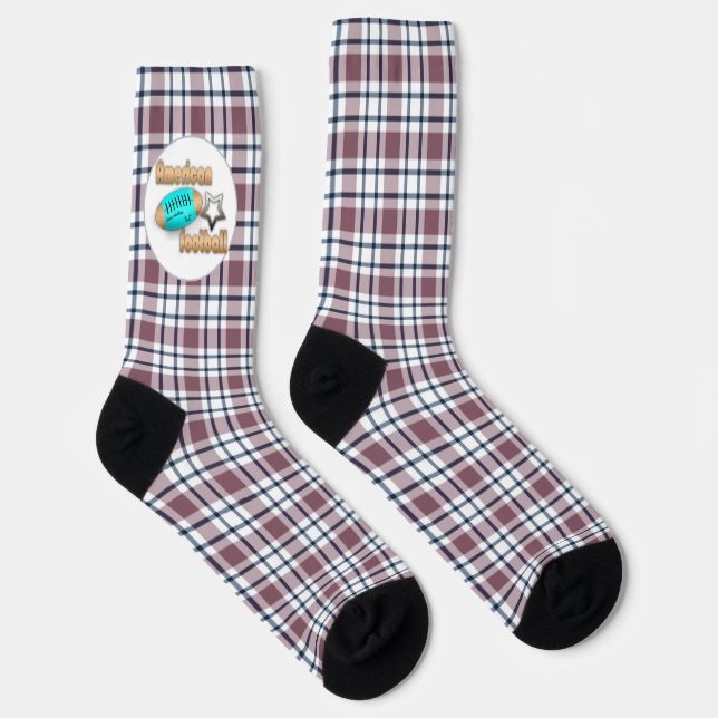 Hellkariertes Retromuster braun-weiß Socken (Rechts)
