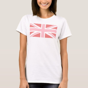 Hellkorallenroter und rosa Union Jack T-Shirt