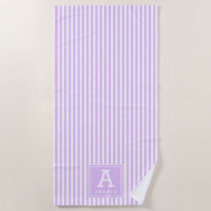 Helllila Cabana-Streifen mit monogrammiertem Anfan Strandtuch