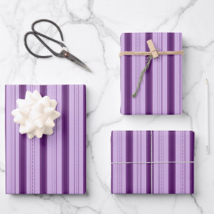 Helllila und dunkellila dicke und dünne Streifen Geschenkpapier Set
