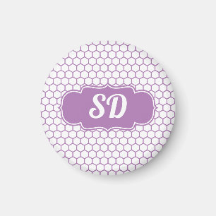 Helllila Wabenbenutzerdefiniertes Monogramm Magnet