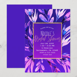 Helllila Wasserfarben Botanische Hochzeit mit kräf Einladung