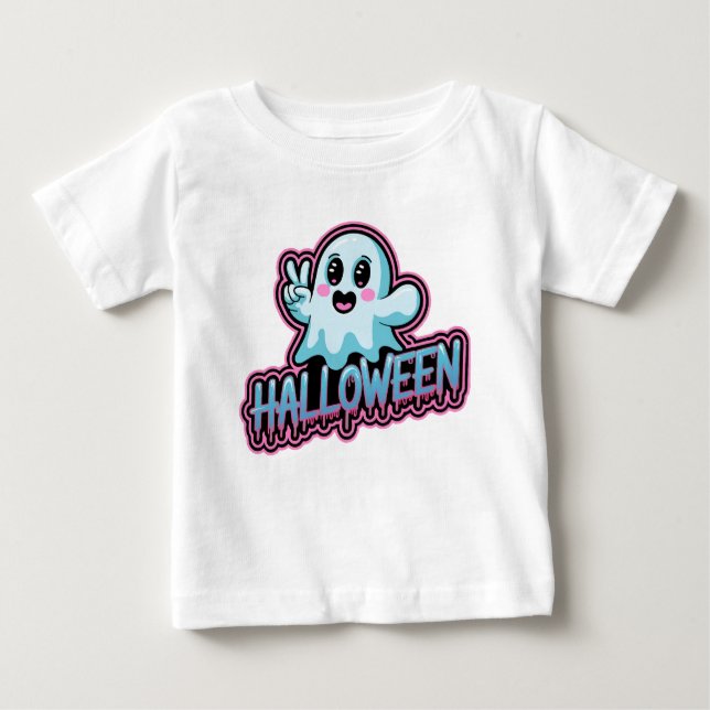 Hellneonischer Halloweenvektor Baby T-shirt (Vorderseite)