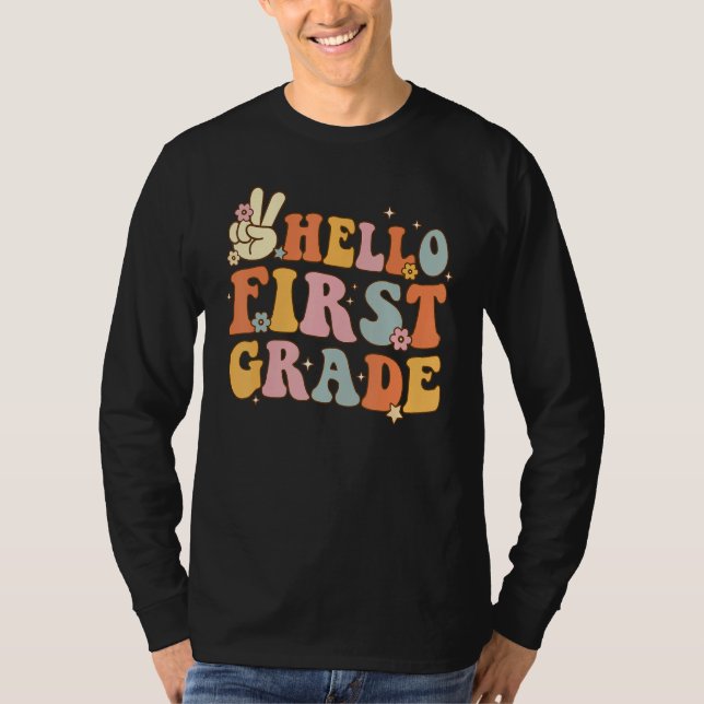 Hello 1st First Grade First Day Back To School Gro T-Shirt (Vorderseite)