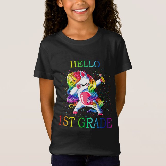 Hello 1st Grade Unicorn T-Shirt (Vorderseite)