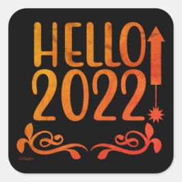 HELLO 2022 QUADRATISCHER AUFKLEBER