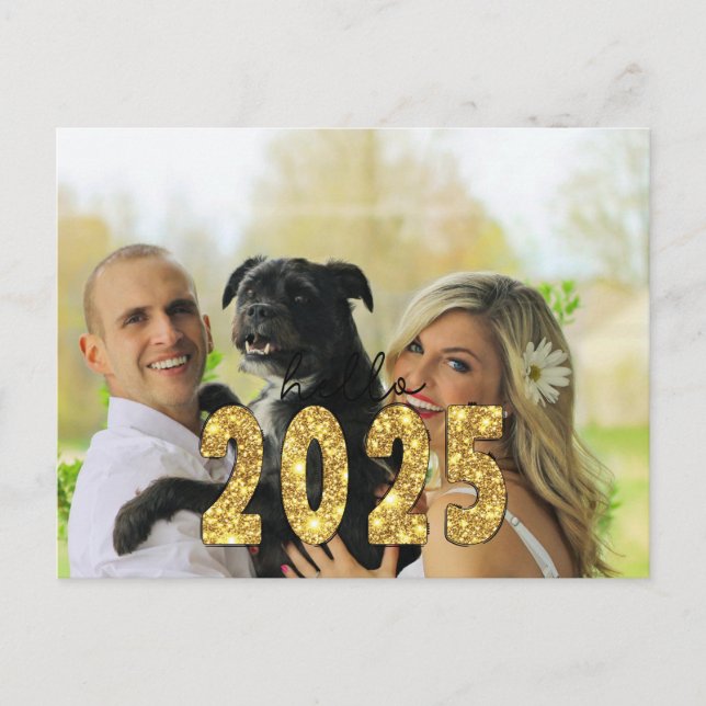 Hello 2025 Custom Foto Feiertagspostkarte (Vorderseite)