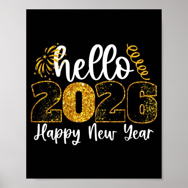 Hello 2026 Happy New Year Countdown Party Family M Poster (Vorne)