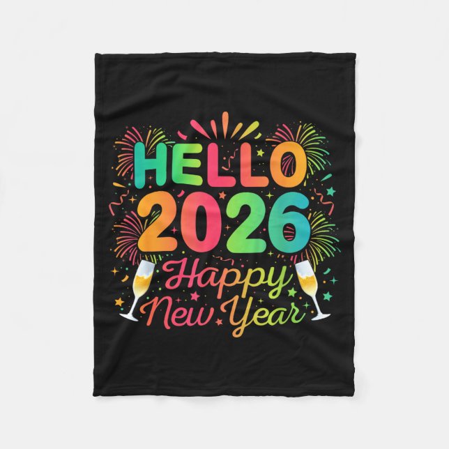 Hello 2026 Happy New Year Eve Party Countdown Fire Fleecedecke (Vorderseite)