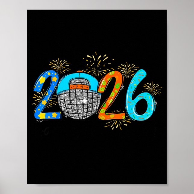 Hello 2026 Happy New Year Party Boys Kids Toddlers Poster (Vorne)