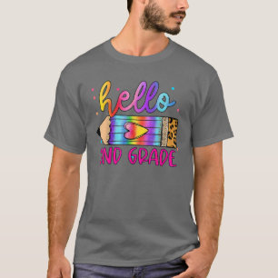 Hello 2Nd Gefärbte Krawatte Leopard Bleistift Nied T-Shirt