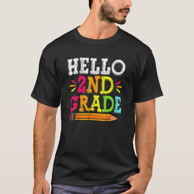 Hello 2nd Grade Back To School  For Students Teach T-Shirt (Vorderseite)