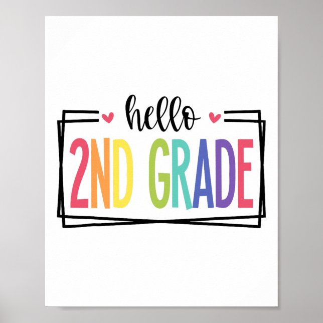 Hello 2nd Grade First Day Of School Welcome Ck To  Poster (Vorne)