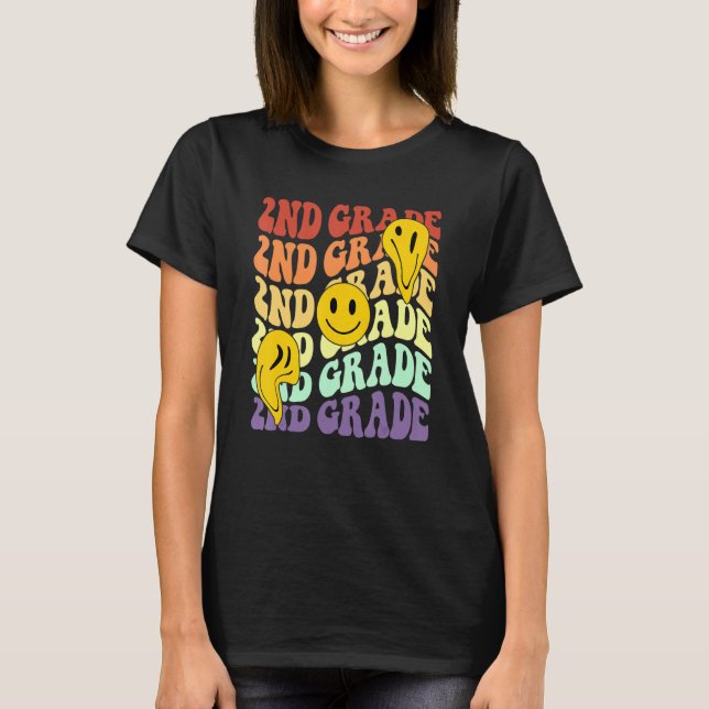 Hello 2nd Second Grade Teacher Back To School Retr T-Shirt (Vorderseite)