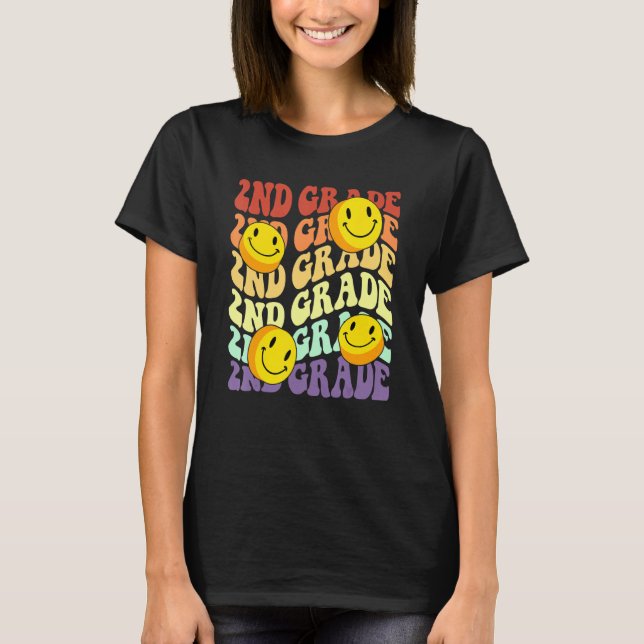 Hello 2nd Second Grade Teacher Back To School Retr T-Shirt (Vorderseite)