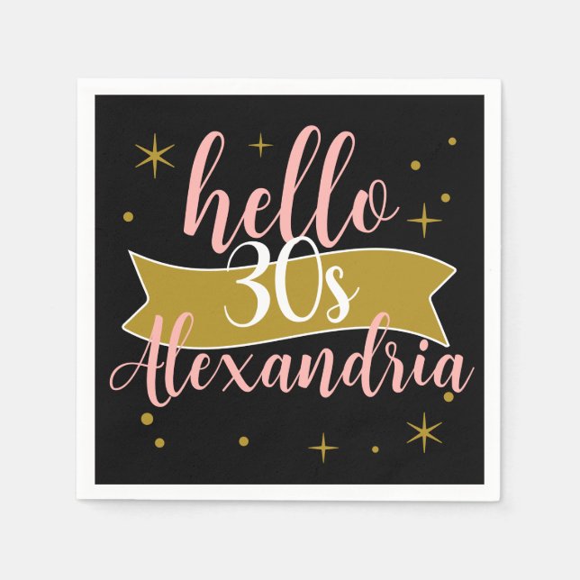 Hello 30 Birthday Personalized Design Serviette (Vorderseite)