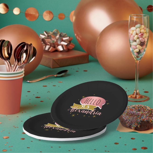 hello 30 Stylish Personalized 30th birthday Pappteller (Multi)