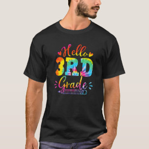 Hello 3rd Grade Gefärbte Krawatte Team Dritter Gra T-Shirt