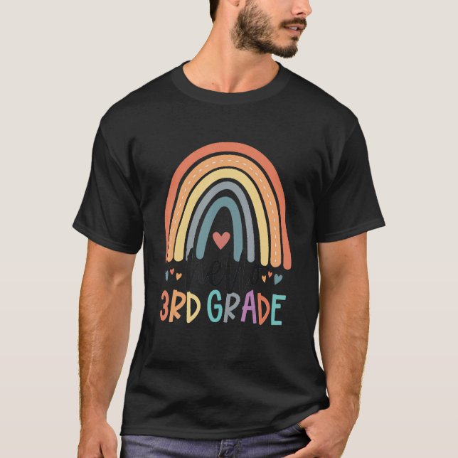 Hello 3rd Grade Rainbow Back To School  Teacher T-Shirt (Vorderseite)