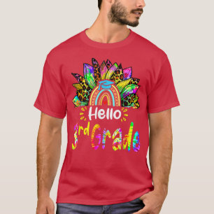 Hello 3rd Grade Rainbow Sunflower Tie dye Back to T-Shirt