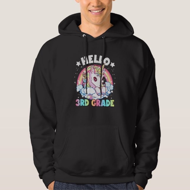 Hello 3rd Grade Teacher Unicorn Back To School Gir Hoodie (Vorderseite)