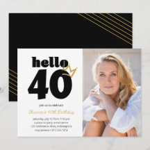 Hello 40 Meilenstein Geburtstag Crown Custom Foto