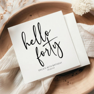 Hello 40 Minimalistisches 40. Geburtstags-Party Serviette