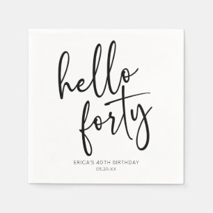 Hello 40 Minimalistisches 40. Geburtstags-Party Serviette