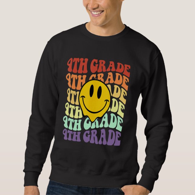 Hello 4th Fourth Grade Teacher Back To School Retr Sweatshirt (Vorderseite)