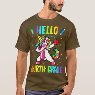 Hello 4th Grade Cute Unicorn Welcome Back To Schoo T-Shirt