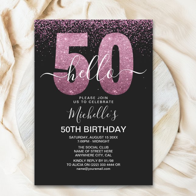 Hello 50 - Modern 50th birthday Women's Einladung (Von Creator hochgeladen)