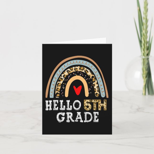 Hello 5th Grad Leopard Rainbow Back To School Tea Karte (Vorderseite)