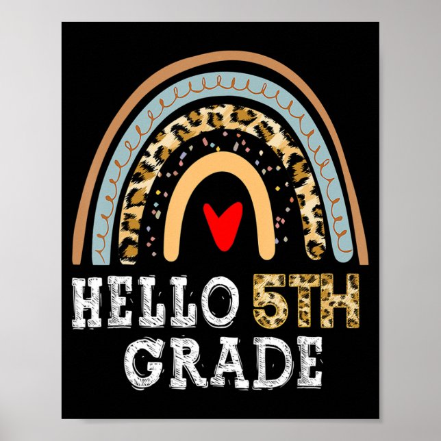 Hello 5th Grad Leopard Rainbow Back To School Tea Poster (Vorne)