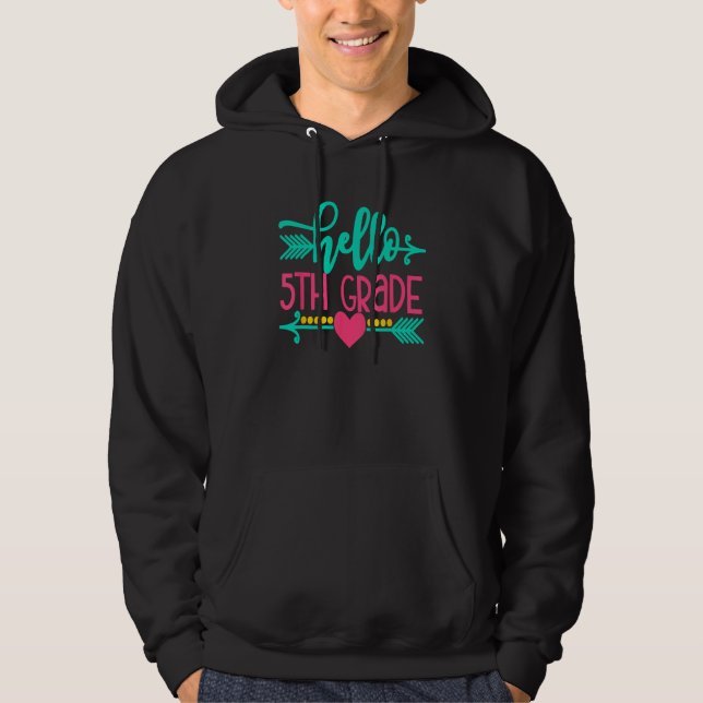 Hello 5th Grade Girls Back To School Gift Cute Hea Hoodie (Vorderseite)