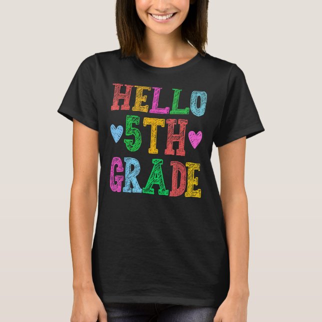 Hello 5th Grade Leopard Squad Back To School Teach T-Shirt (Vorderseite)
