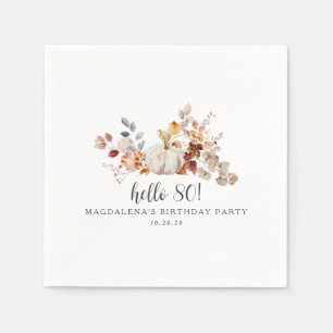 Hello 80 Fall Pumpkin Blätter Custom Birthday Serviette