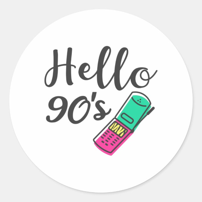 Hello 90s Cellphone Runder Aufkleber (Vorderseite)