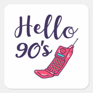 Hello 90s Handy Quadratischer Aufkleber