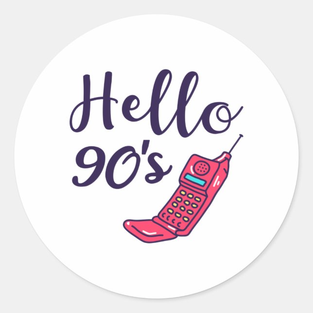 Hello 90s Handy Runder Aufkleber (Vorderseite)