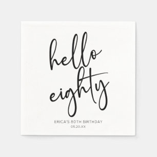 Hello Aachtty Minimalistisch Simple 80. Geburtstag Serviette