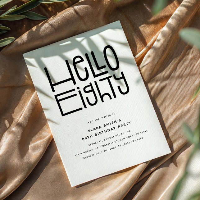 HELLO ACHHTY Modern 80. Geburtstag Einladung (Von Creator hochgeladen)