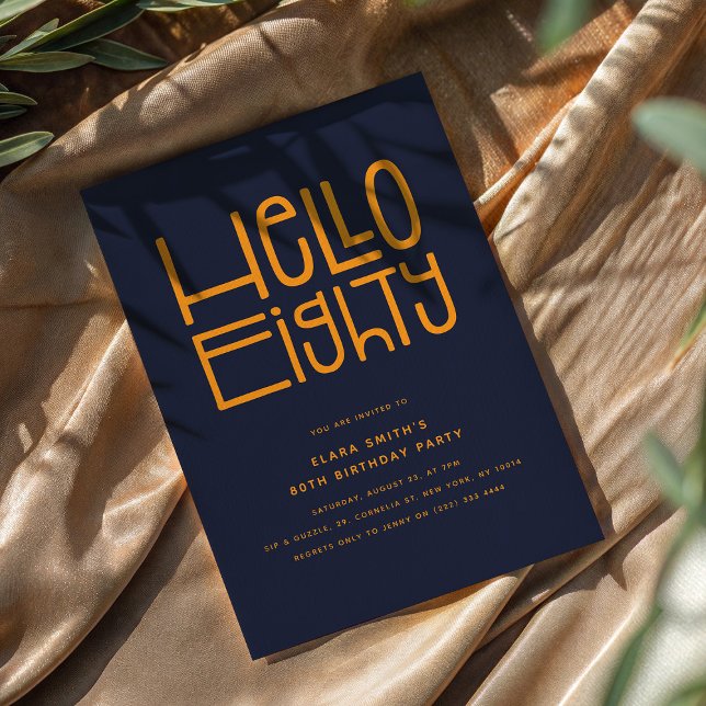 HELLO ACHHTY Modern 80. Geburtstag Einladung (Von Creator hochgeladen)