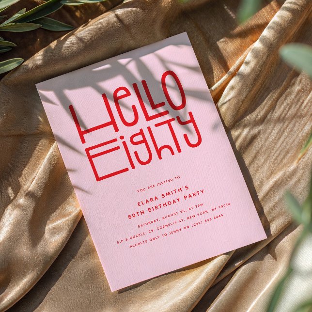 HELLO ACHHTY Modern 80. Geburtstag Einladung (Von Creator hochgeladen)