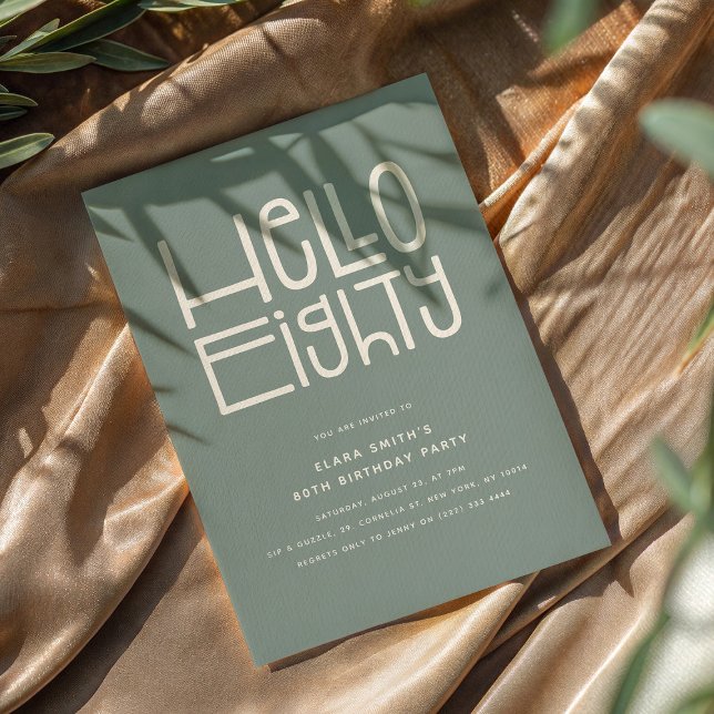 HELLO ACHHTY Modern 80. Geburtstag Einladung (Von Creator hochgeladen)